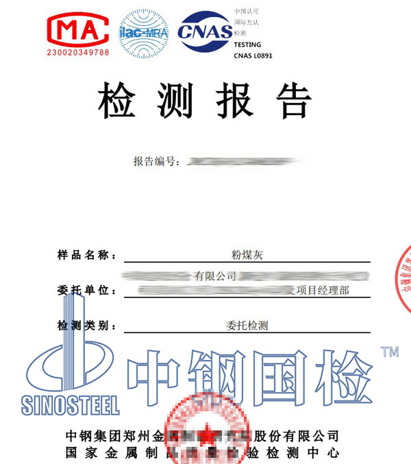 粉煤灰检测报告