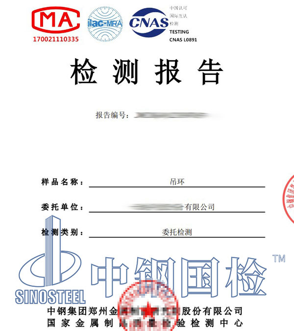 吊环第三方检测报告