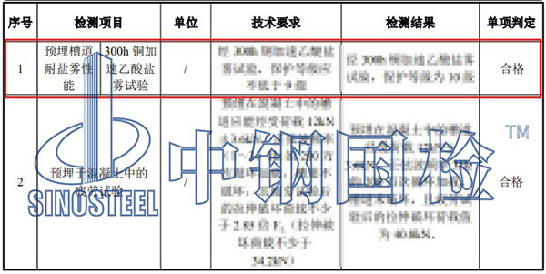 铜加速乙酸盐雾试验项目结果