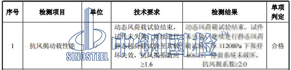 抗风性能检测结果